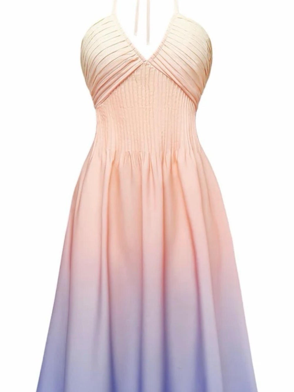 Ombre Halter Midi Dress in Peach and Lavender